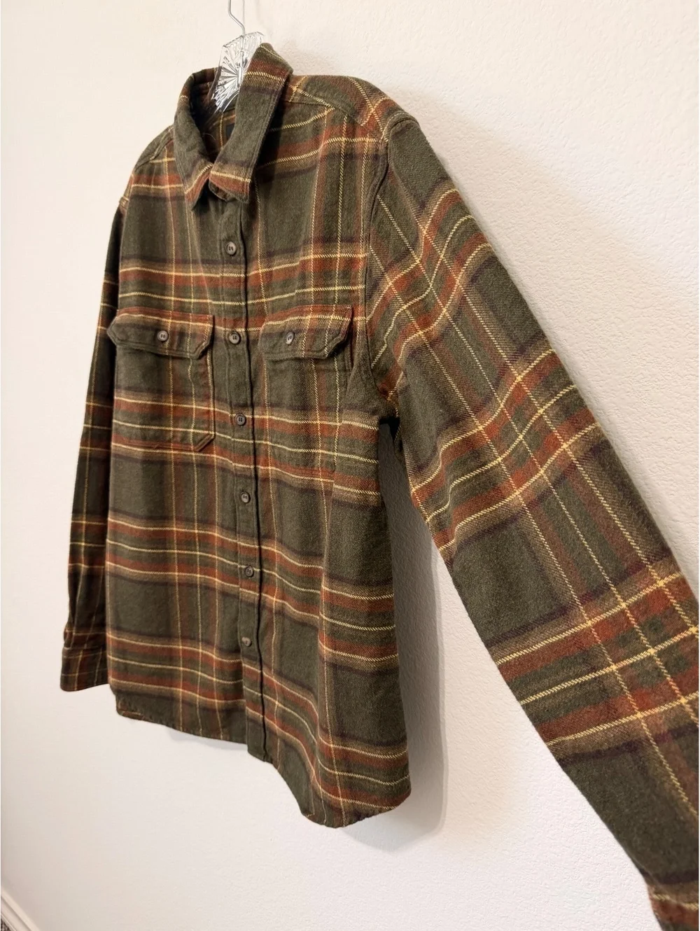 Banana Republic Button Up Collared Plaid Heavyweight Flannel Shirt Men's Size M